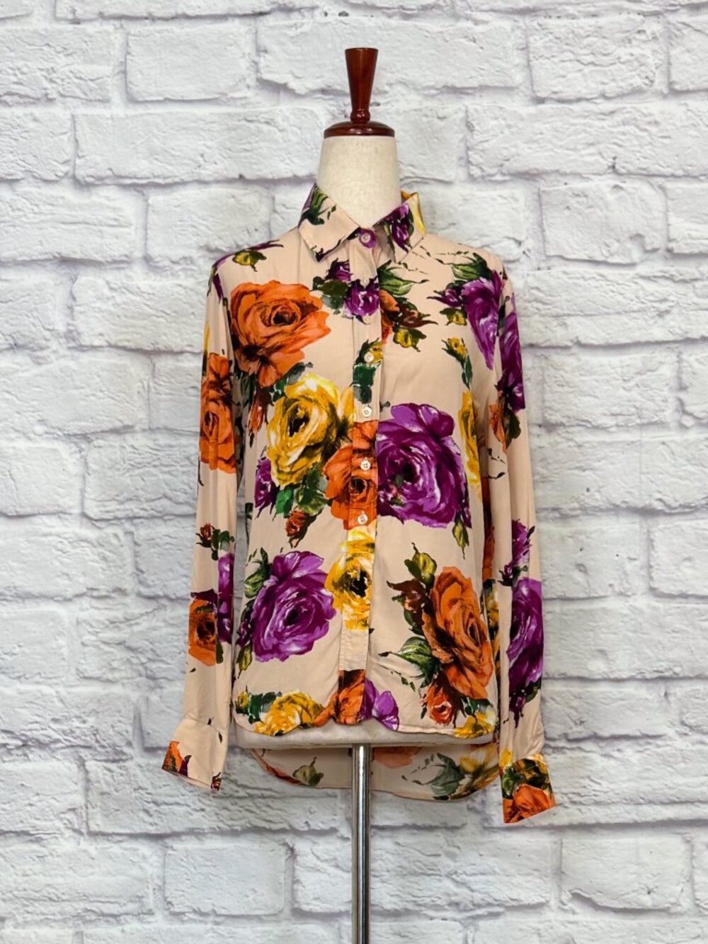The Shirt by Rochelle Behrens Peach Floral Blouse